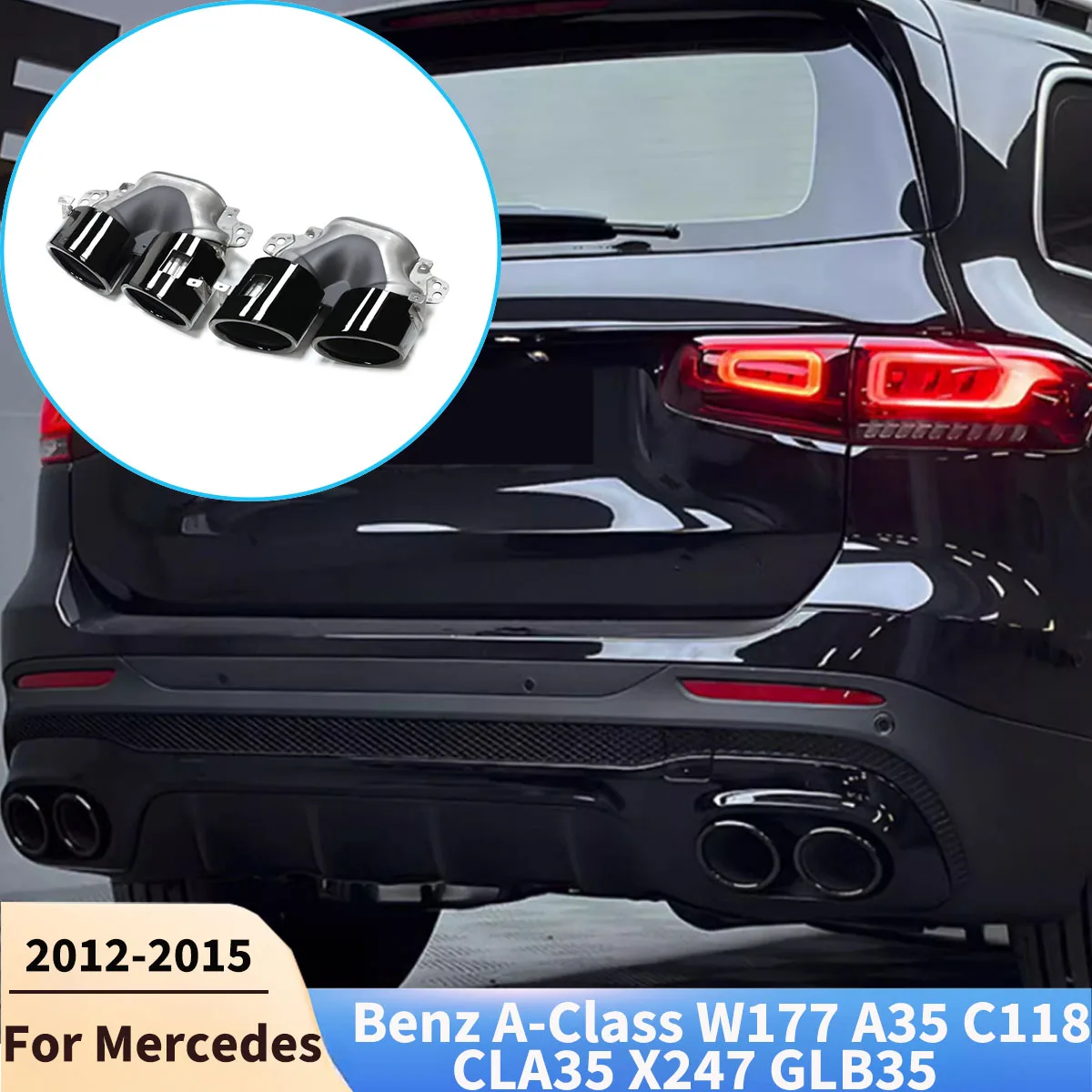 

For Mercedes Benz A-Class W177 A35 C118 CLA35 X247 GLB35 Car Rear Bumper Exhaust Tailpipe Muffler Car Exhaust Parts Body kits