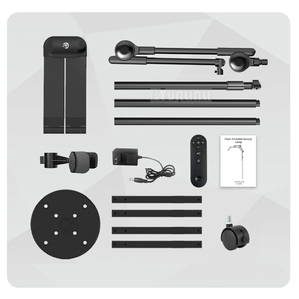 Adjustable Beauty Lamp 19-34 Inch Folding Floor Lamp with Pulley Remote Control