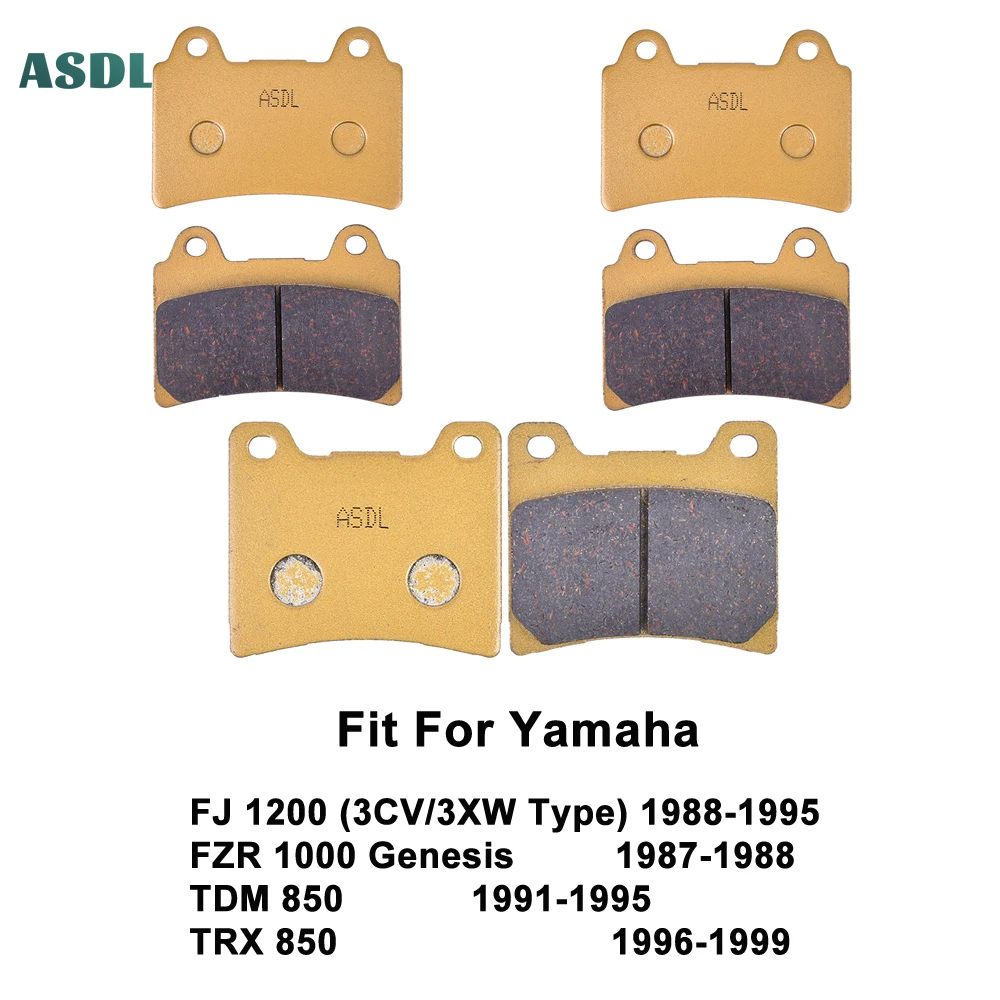 Motorcycle Front and Rear Brake Pad Kits for Yamaha FJ1200 3CV/3XW 1988-1995 FZR1000 1987-1988 TDM850 1991-1995 TRX850 1996-1999