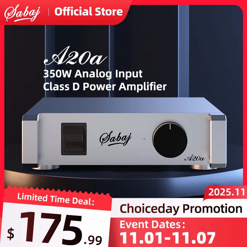 2022 SABAJ A20a 350W Classe D Amplificatore di potenza Ingresso analogico MA5332M Bluetooth 5.0 BTL Supporta altoparlanti e subwoofer passivi