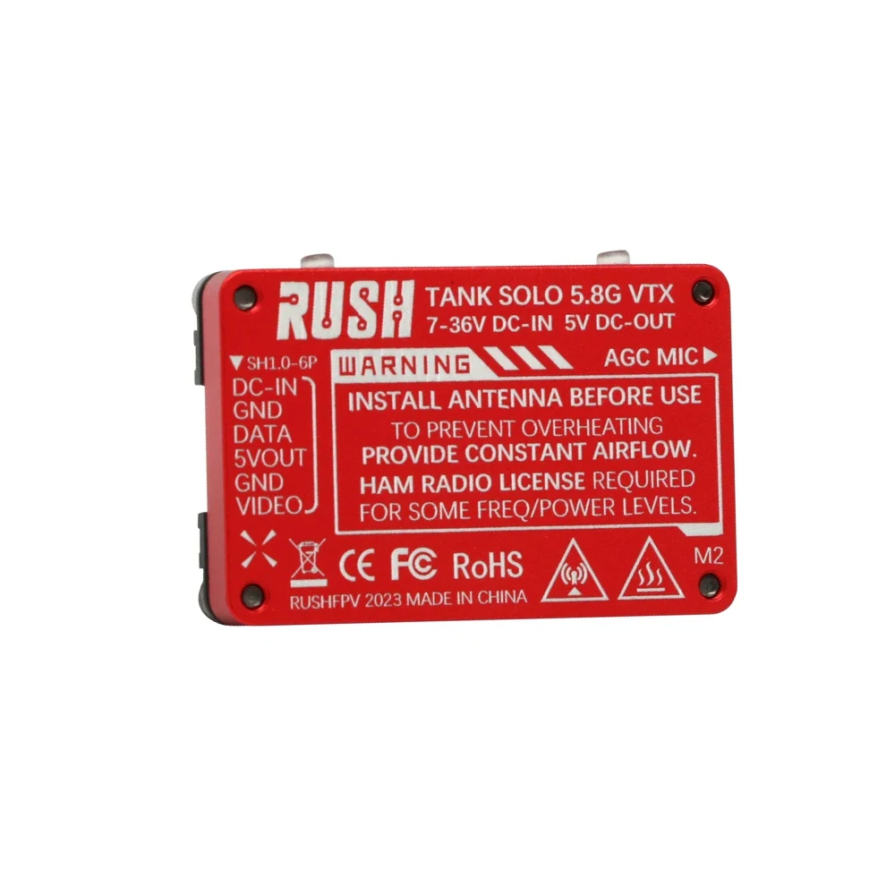 RUSH 5.8G VTX 1.6W 고출력 내장 마이크 방열 구조, 48ch, 37ch 탱크 솔로, FPV용