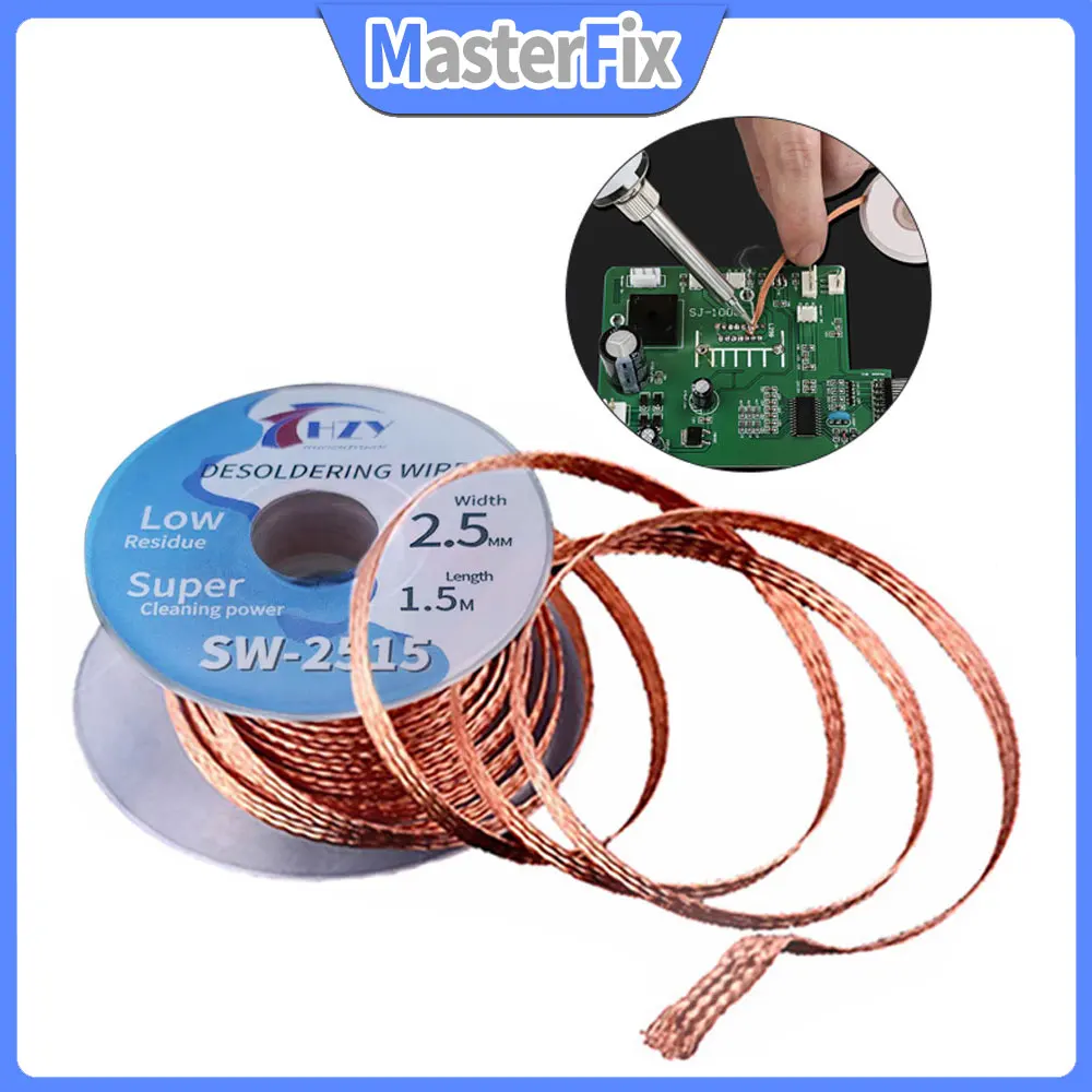 HZY 1.5-3.5mm Desoldering Mesh Braid Tape Copper Welding Point Solder Remover Wire Soldering Wick Tin Lead Cord Flux For Solder