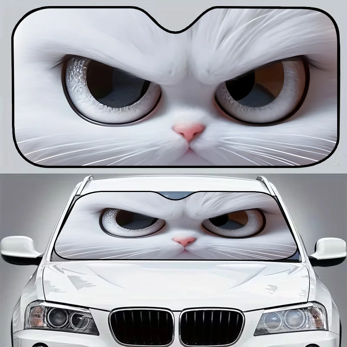 1pc Cute Cat-Shaped Car Sunshade, Foldable for Easy Storage, Effectively Blocks Sunlight to Keep the Car Cool, with Convenient