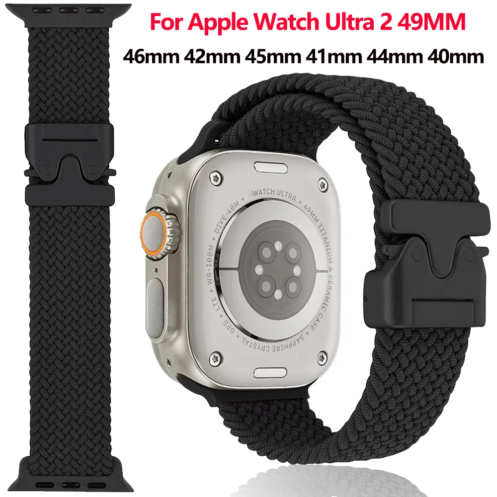 

Parachute Nylon Strap for Apple Watch Band 46mm 45mm 44mm 49mm 42/40/41mm Adjustable Bracelet iWatch Ultra 3 11 10 9 8 7 6 5 SE