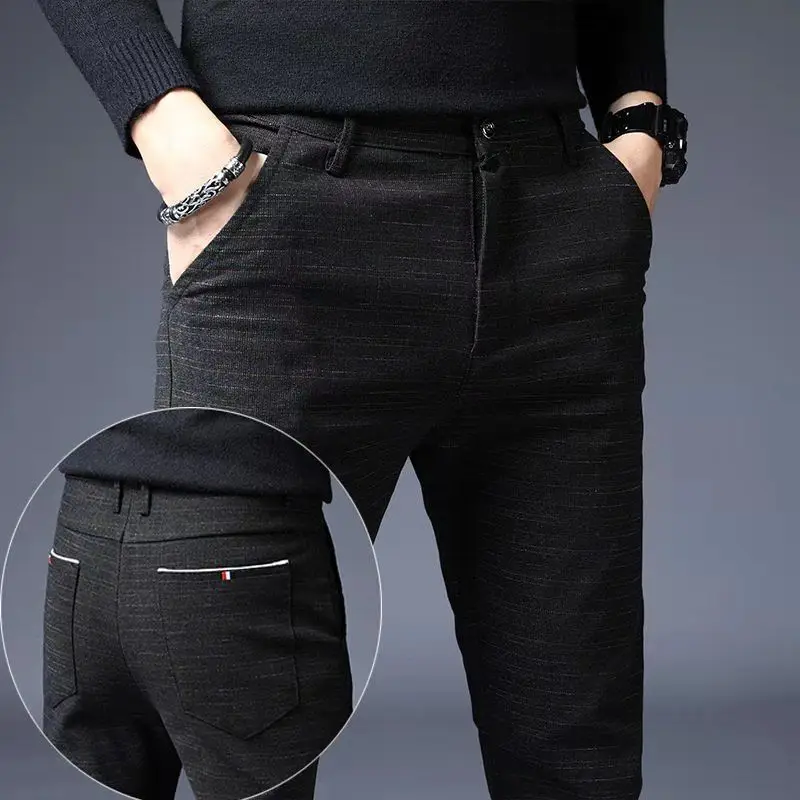 

Casual Pants Men Spring Summer Trouser Business Office Men's Clothing Trends Luxury Brands Pants Buttons Solid Cargo Pants New