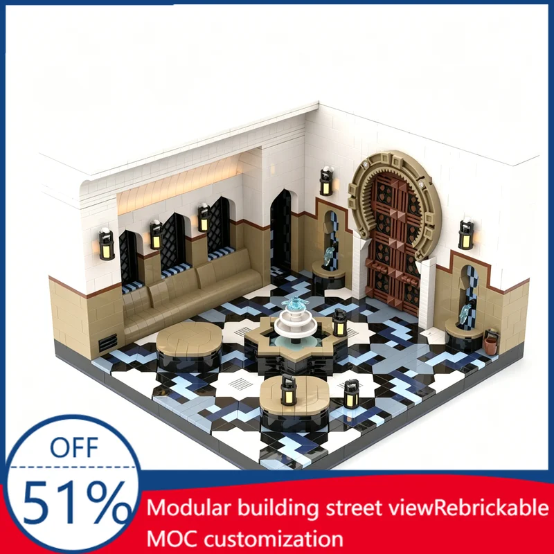 

1954Pcs The Customize Le Hammam Custom Building Blocks Middle Eastern Bathhouse Scene Model Educational Assembly Toy Collectors