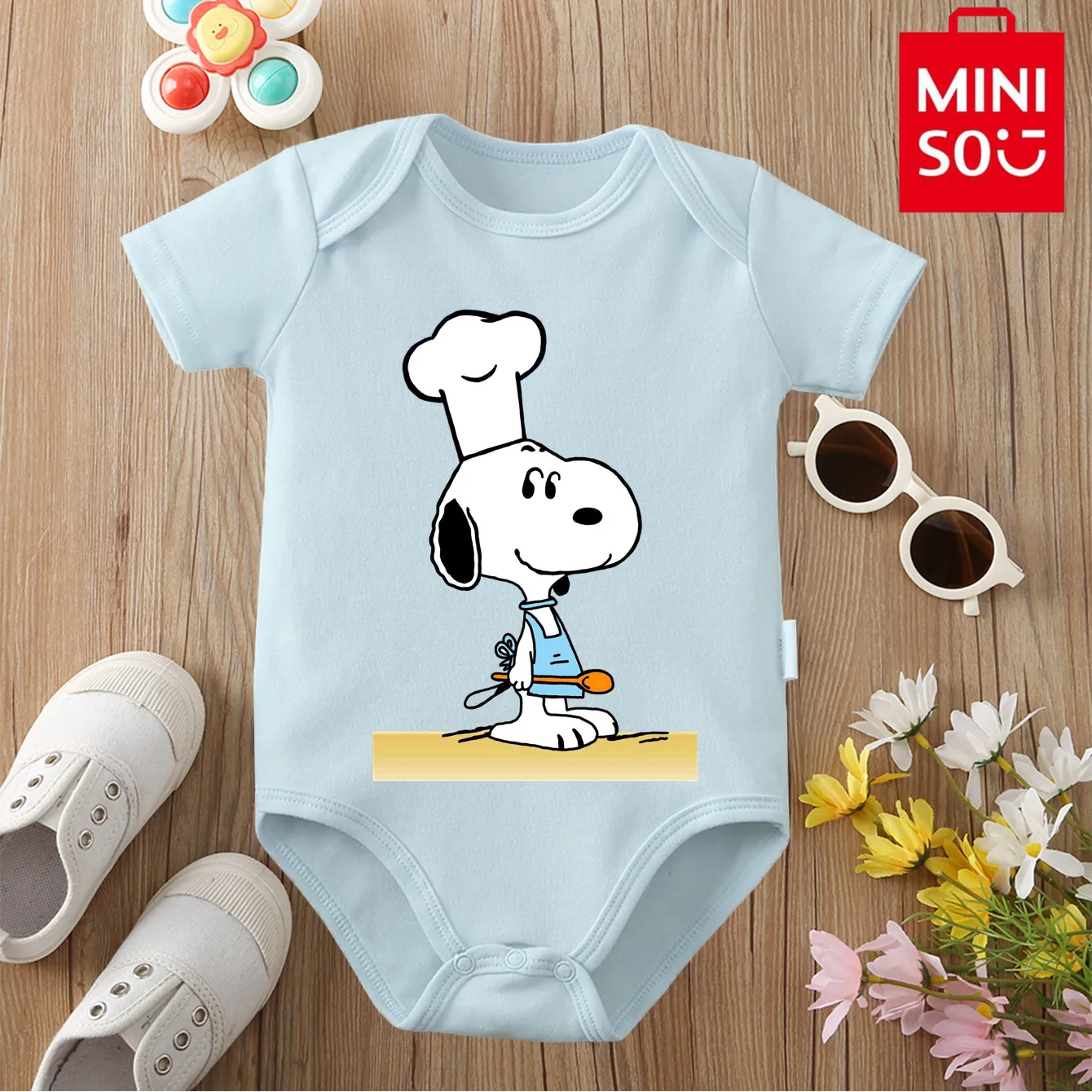 

SNOOPY MINISO 100% Cotton Cloths Cute Woodstock Print Onesie Bodysuit for Baby Comfortable Jumpsuit for 0 To 12 Months Newborn