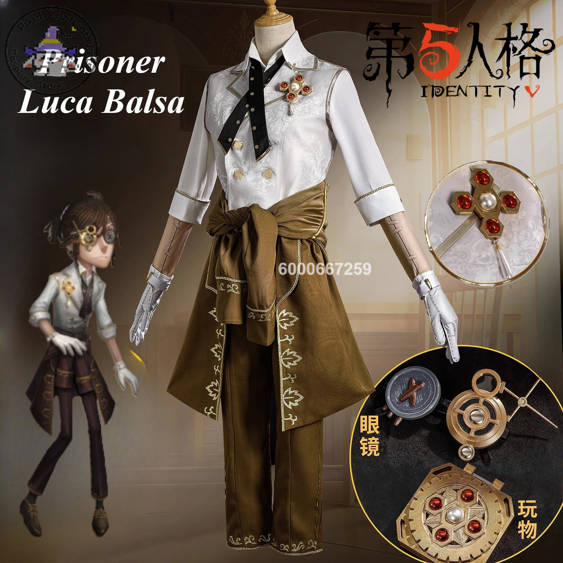 

Identity V Game Prisoner Luca Balsa Graduation Day Cosplay Costume Fashion Suit Uniform Halloween Carnival Party Outfit for Men