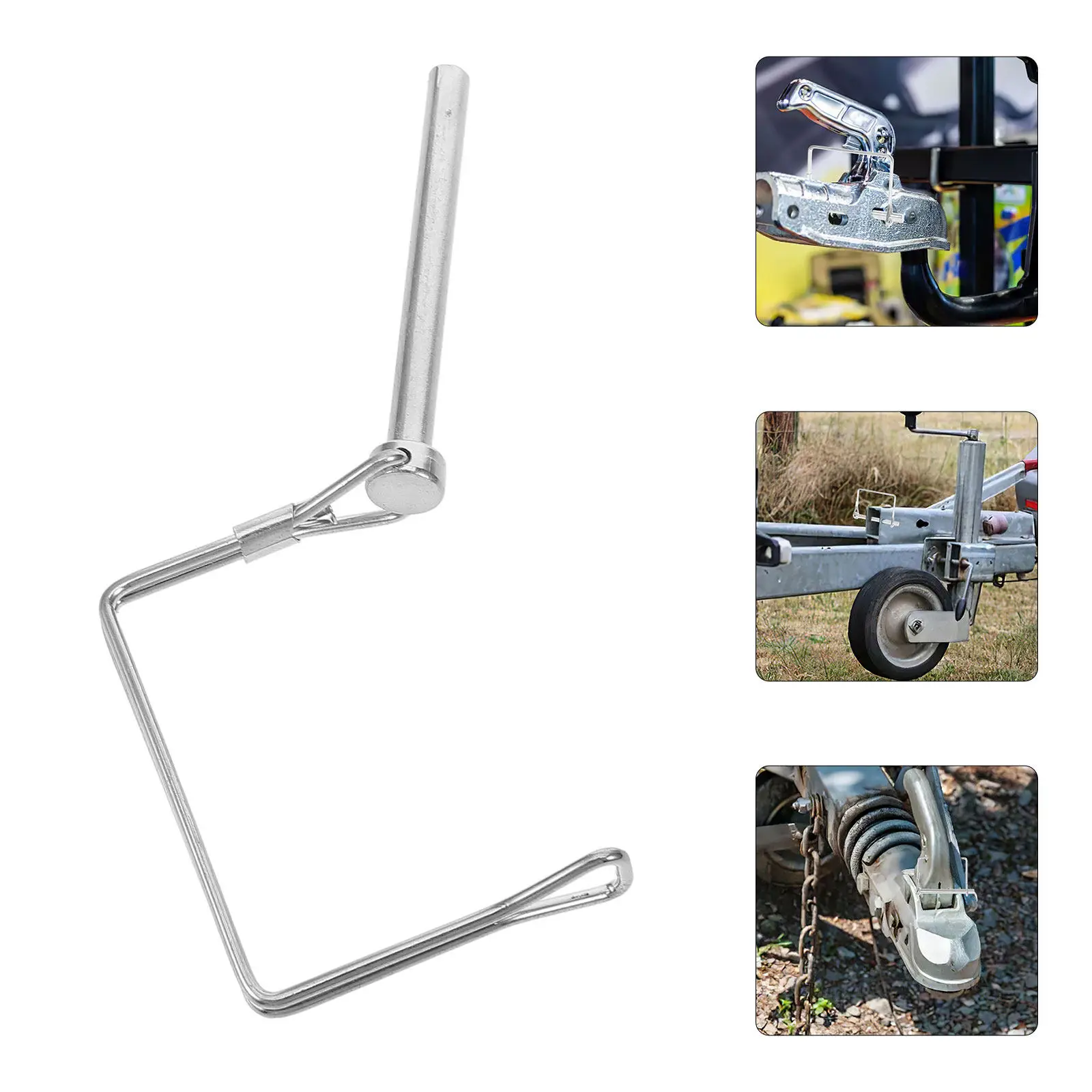 

Trailer Safety Pin Heavy Duty Galvanized 6mm Square Coupler Pins for Caravans Silver Receiver Hitch Wire Retainer