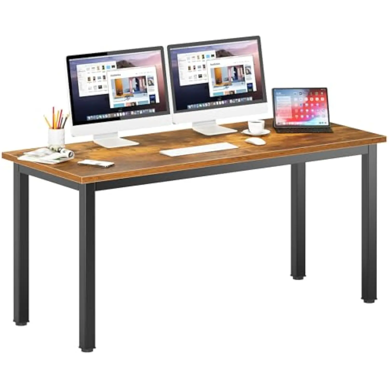 

DlandHome Computer Desk Home Office Table Writing Desk Study Table Gaming Desk Worstation (63 inch, Retro)