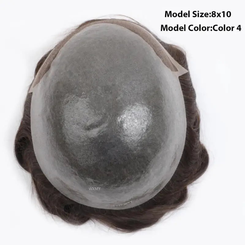 Doppelte Knoten Bio Toupet 0,08mm Haut Basis Mit Spitze Vorne Männliche Haar Prothese Langlebige Natürliche Menschenhaar Perücken Für männer Kapillare