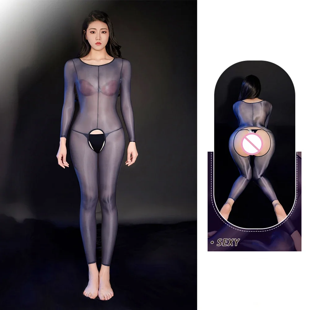 

Dazzling Stretchy Oily Silky Crotchless Bodysuit Tights Jumpsuit (Real color may vary due to monitor brightness)