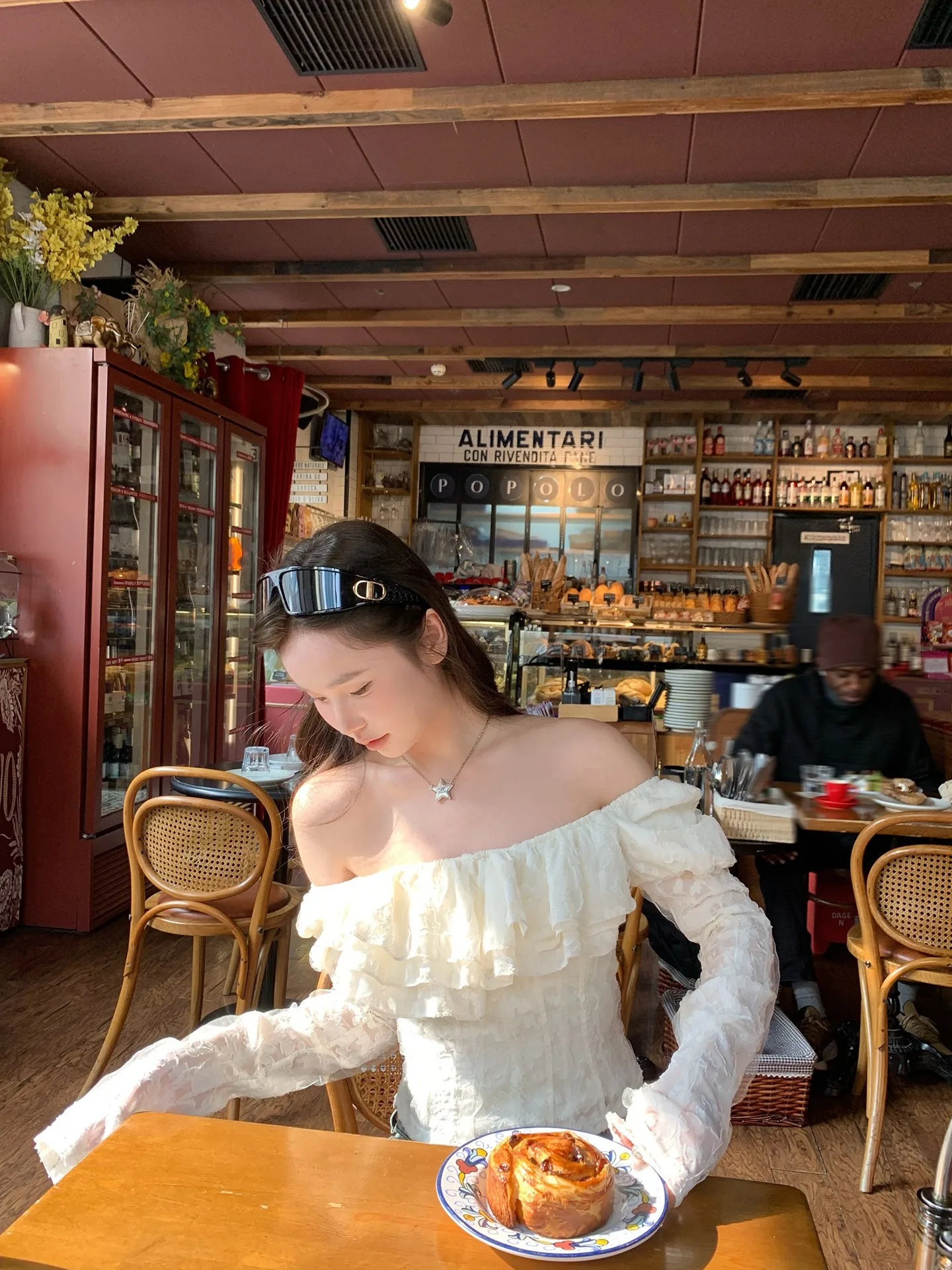 

Paris Dawn before Anneshop Elegantly Ruffled Shoulder Long Sleeve Short T-shirt Women Slim Fit Top Casual Style Polyester Fiber