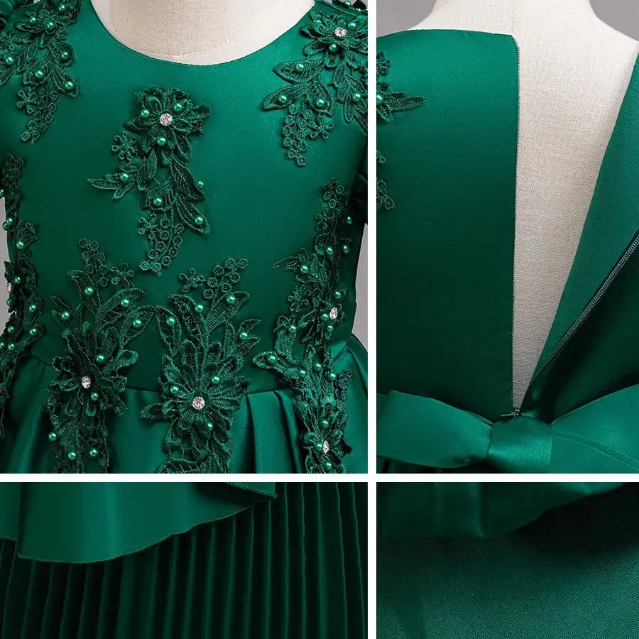 فستان أنيق لحفلات عيد الميلاد للأطفال فستان الأميرة مطرز بالزهور للفتيات لحفلات أعياد الميلاد وحفلات الزفاف والعام الجديد #4