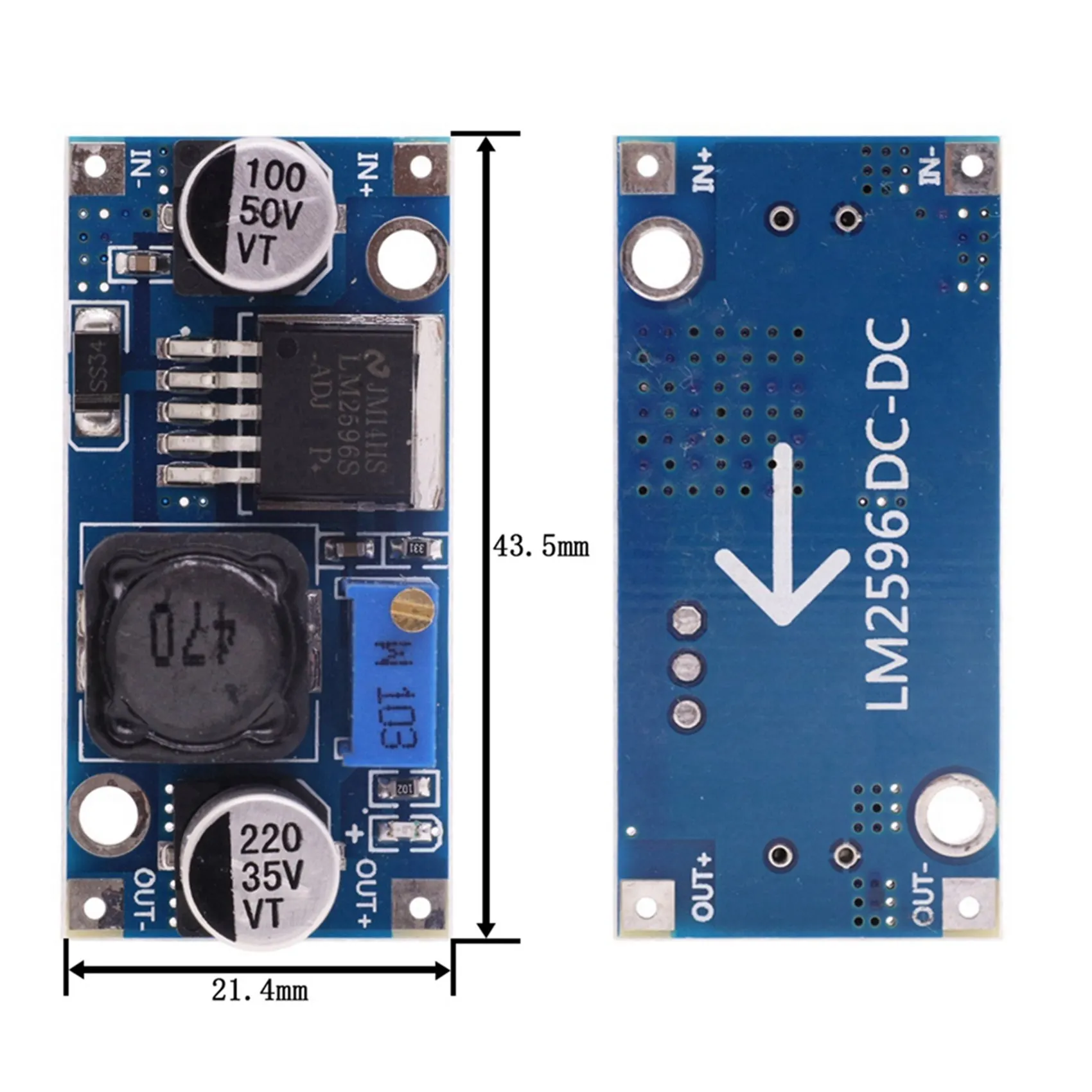 ABKW-10 Pcs LM2596S-ADJ 3-40V DC-DC Adjustable Step-Down Voltage Regulator Powers Module Board 3A Buck Converter Blue-Black