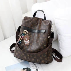 Stylish and playful cartoon printed women's backpack, texture multi-functional backpack travel backpack