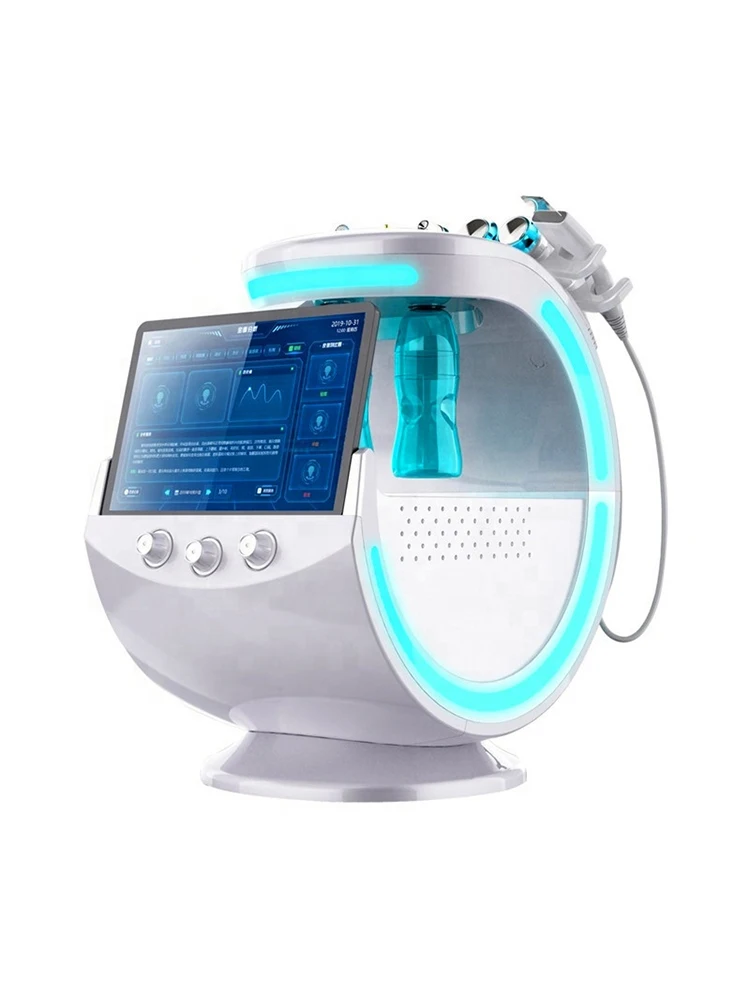 7 in 1 Skin Care Mirror Aqua Facial Clean Smart Ice Blue Skin Management System Hydro Dermabrasion With Skin Analyzer