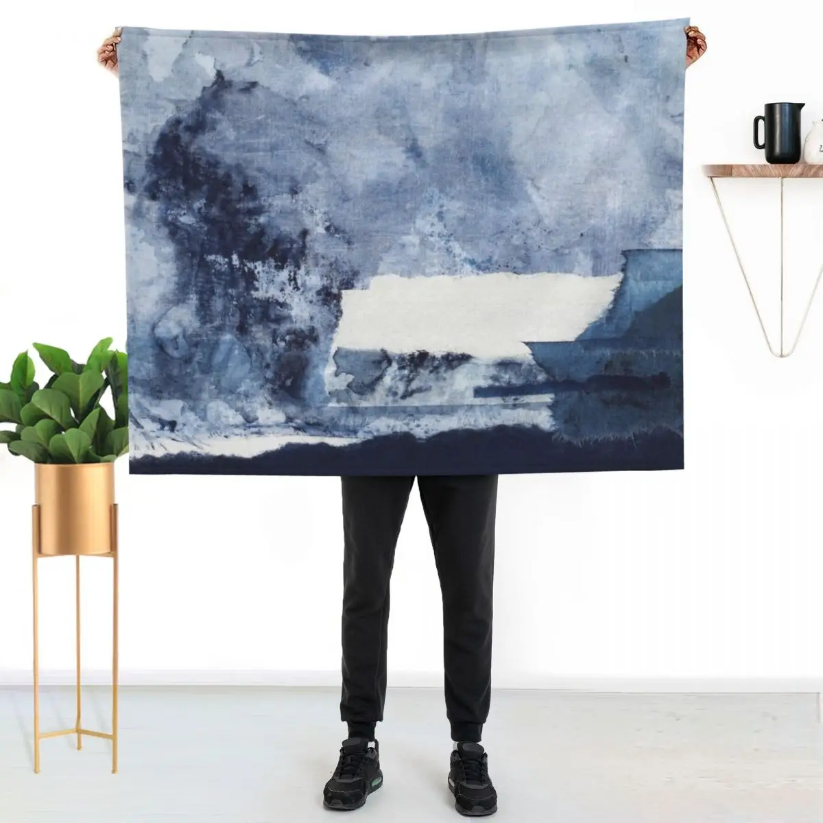 navy blue abstract Throw Blanket Soft Comfort Blanket for Reading Watching TV