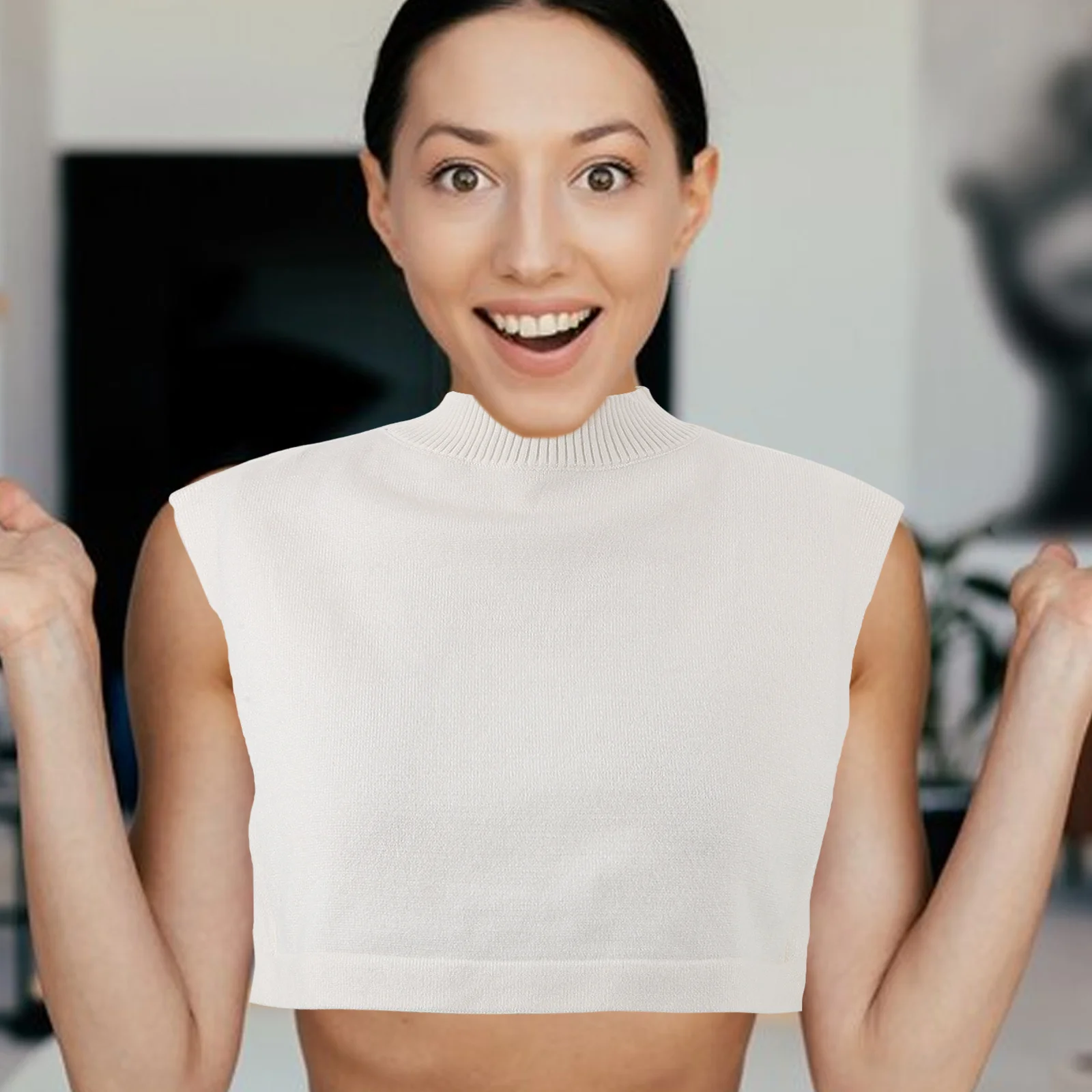 

Detachable Turtleneck Collar For Women White Knitted Fake Collar Sweater Insert Layering Accessory Winter Fashion