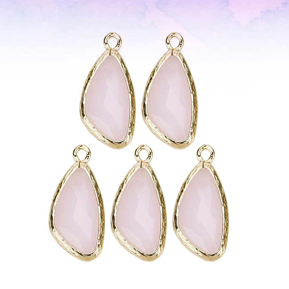 

5 PCS Glass Pendant Necklace Charm Jewelry Irregular Stone Charms Drop Connector Pendants