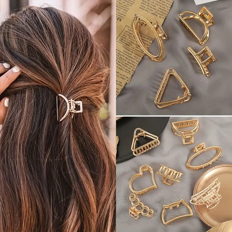 5pcs/set Vintage Small Hollow Geometric Alloy Hair Claw For Women Girls Sweet Metal Hair Clips Hairpins Fashion Hair Accessories