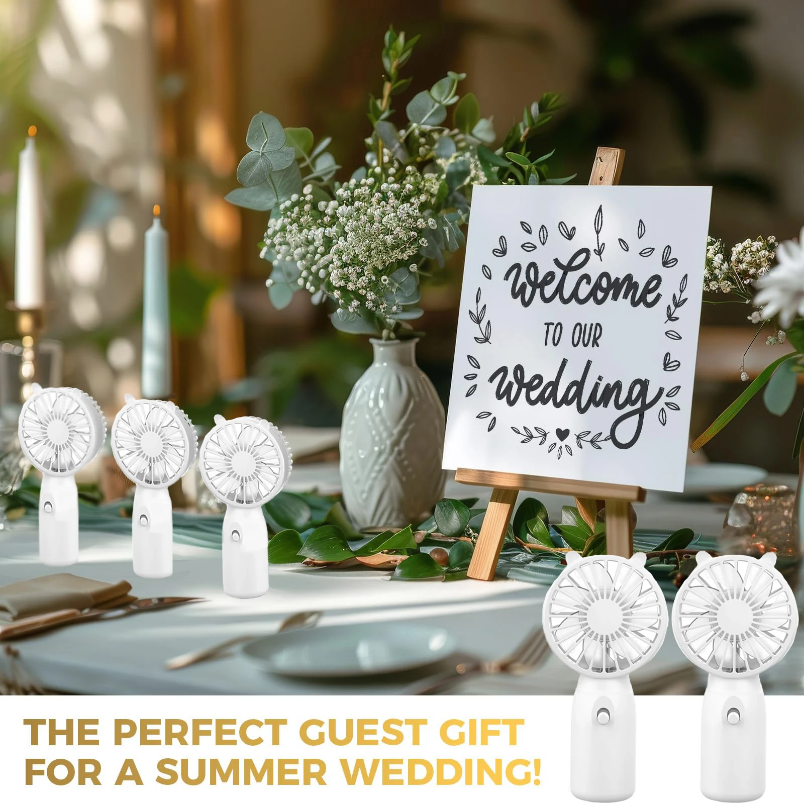 5-50pcs Portable Handheld Fans Wedding Favor for Guests Battery Powered Personal Fan Makeup Eyelash Fan Travel Pocket Mini Fans