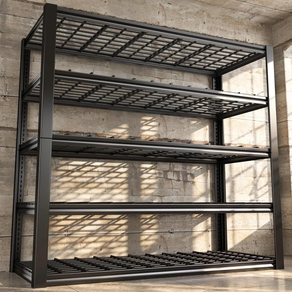 

48''W Garage Shelving 2500LBS Garage Storage Shelves Heavy Duty Shelving 5 Tier Adjustable Garage Shelves Metal Shelves