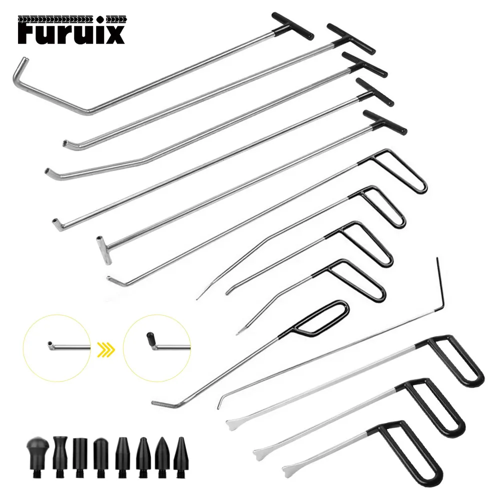 Furuix  Paintless Dent Repair Tool Automotive Dent Repair Tools Crowbar Push Rod Hooks