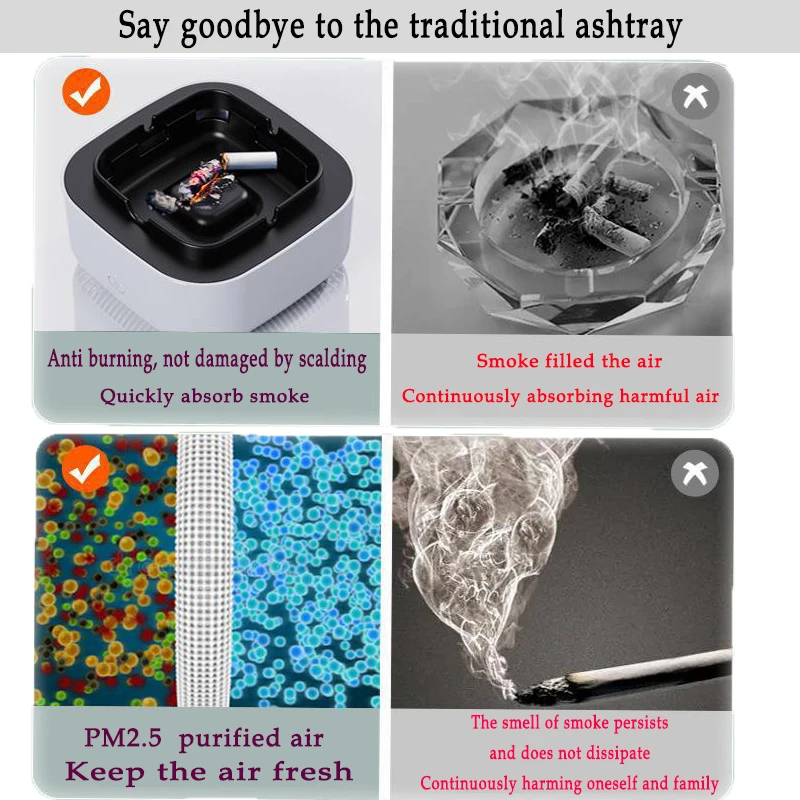 Ashtray Purifier Absorbs Cleans And Removes Smoke Smell In The Air Multi-Functional Air Purification Office Room Accessories