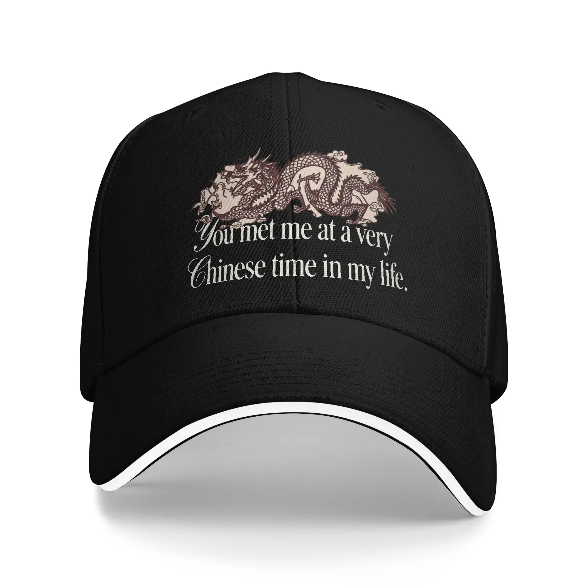 You Met Me At A Very Chinese Time In My Life Baseball Cap Accessories Retro  Sun Cap For Men Women Daily Headewear  Adjustable