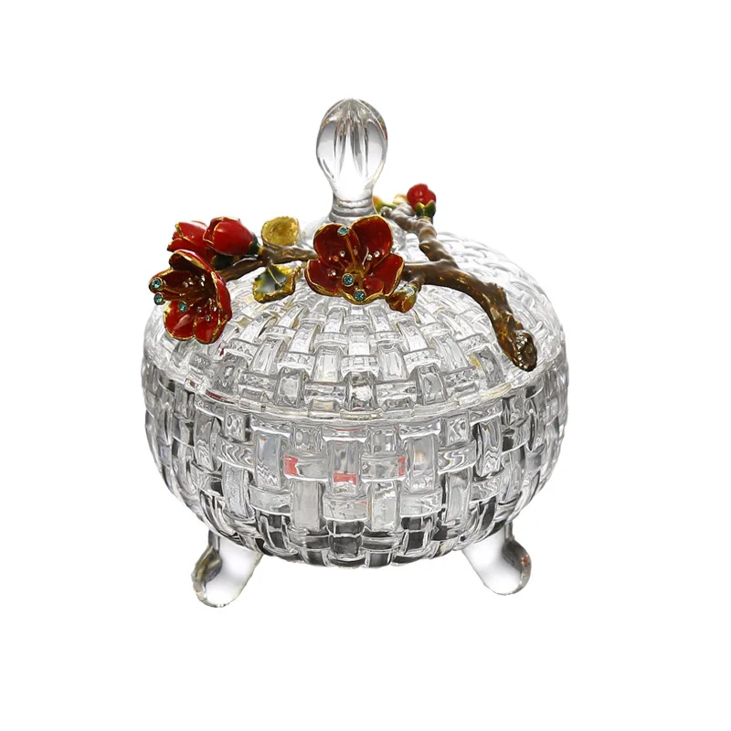 DSA Begonia Fruit Jar Glass Vase Sealed Flower Enamel Craft Home Accessories Handmade New Chinese Antique