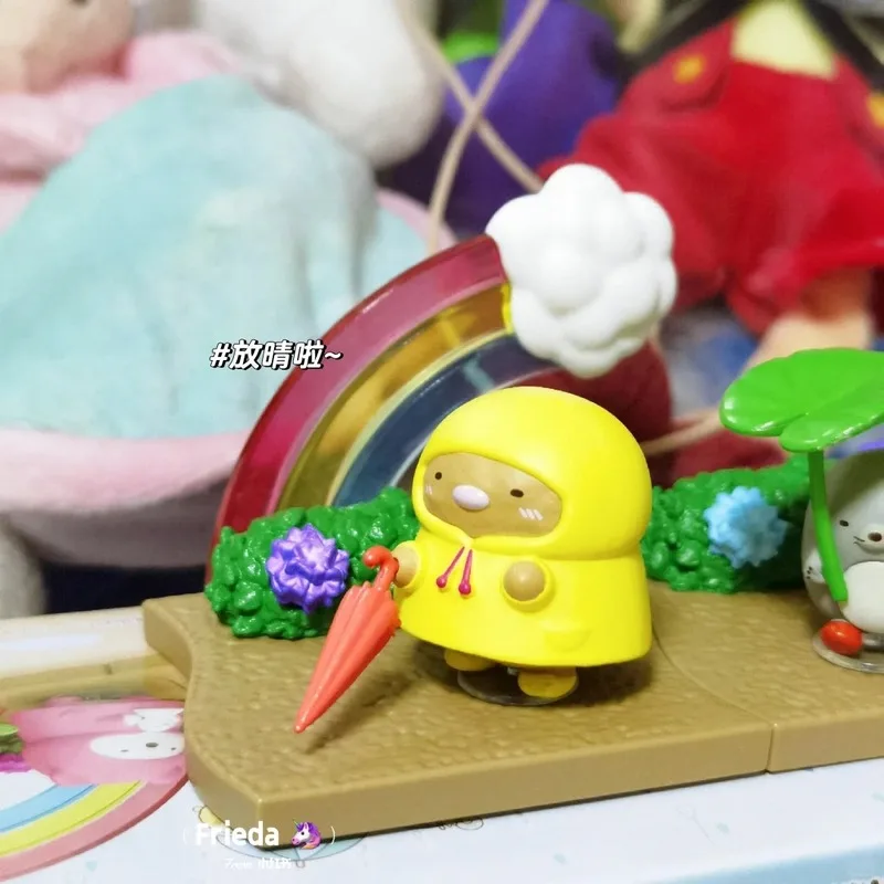 Re-Ment Sumikkogurashi Walking On A Rainy Day Miniature Scene Simulation Model Space Ornament Trend Toy