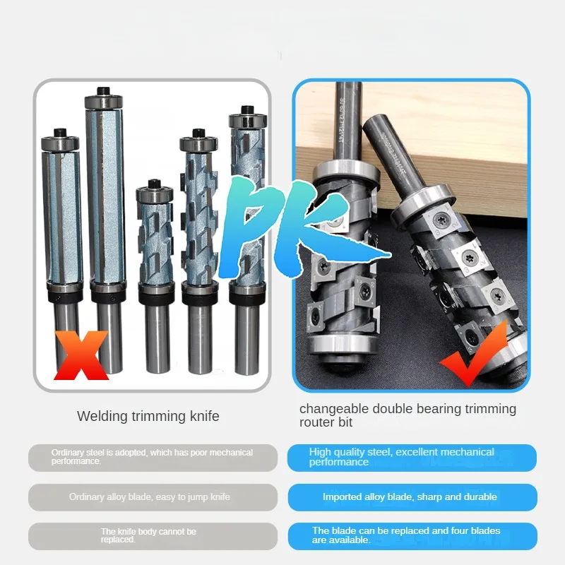 1/2 12mm Wood CNC Spoilboard Surfacing Router Bit Edge Milling Cutter Indexable Carbide Insert Spiral Flush Trimming Router Bit