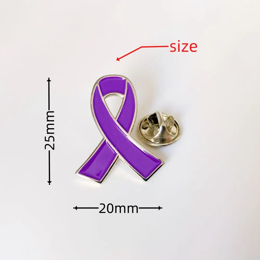 5/10/50/100 Stück lila Band Anstecknadel Domestic Violence Awareness Brosche Alzheimers Epilepsy Lupus Cancer Awareness Pins – Detail 5