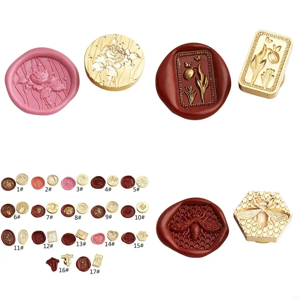 

Retro Flower Skull Paint Wax Seal Stamp for Head Brass Material Accessory for Wedding Invitation Card Envelope X3UC