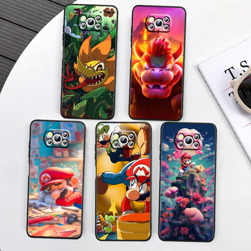 

Cute Cool M-Marios For Xiaomi Mi Poco F5 F4 F3 X6 X5 X4 X3 M6 M5 M5S M4 M3 C65 Pro GT NFC 5G Black Funda Phone Case