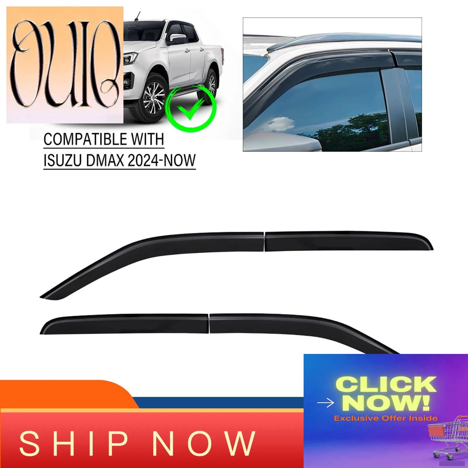 Wind Deflector Window Visor Weather Shield FOR ISUZU DMAX 2024 4PC/Set Weathershield Sun Rain Gurad For Double Cabin Accessories