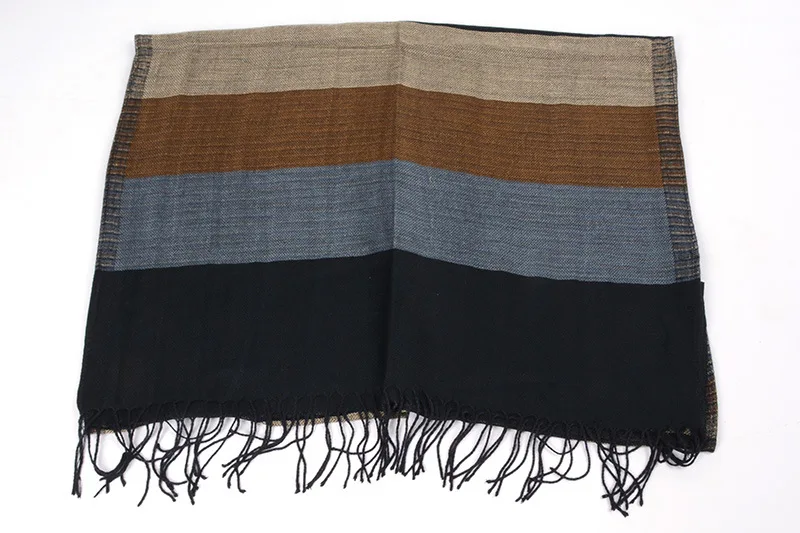 2022 Men\'s New Yarn-Dyed Rayon Men\'s Scarf Export Striped Double-Sided Tassel Brand Scarf Wholesale