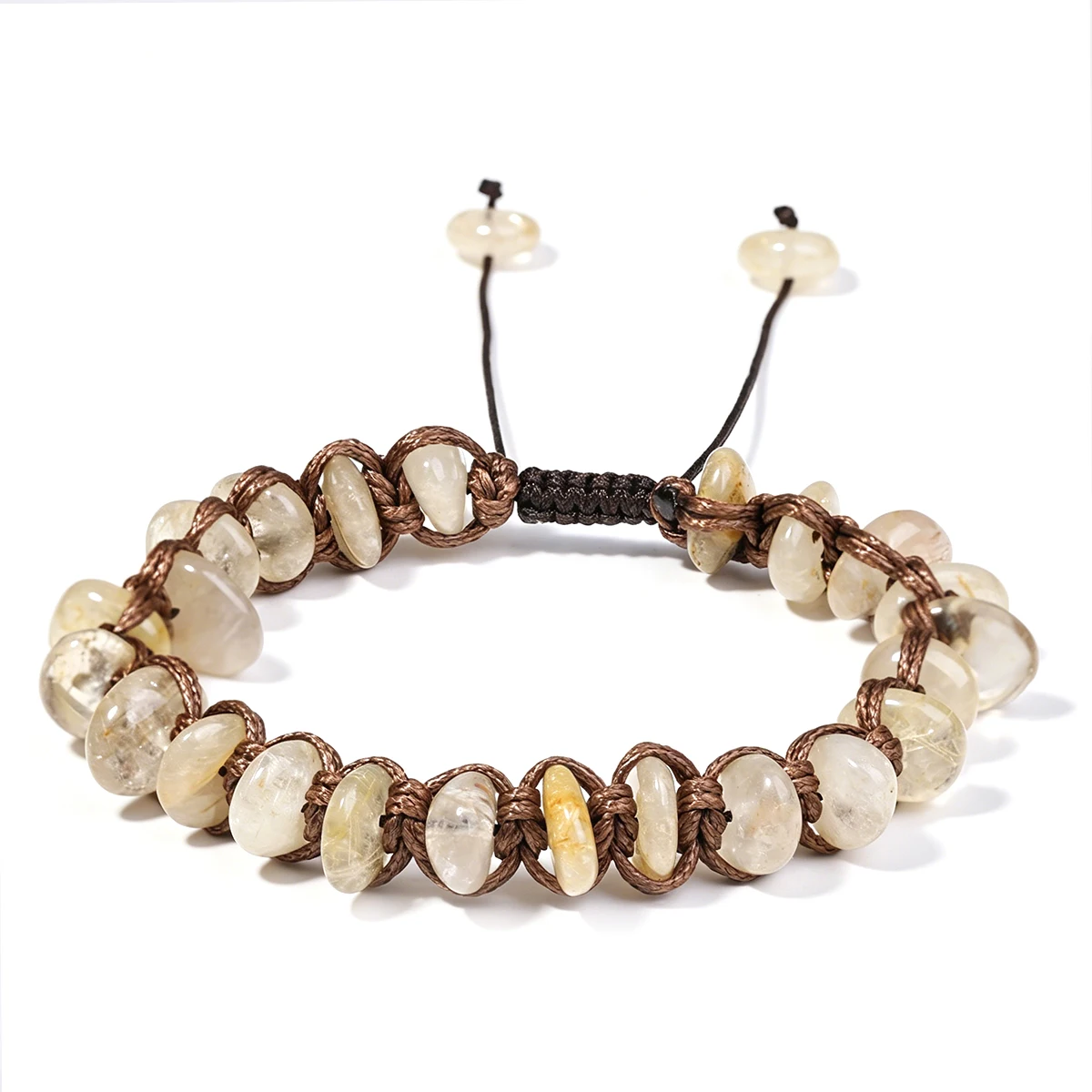 Herren-Armband aus natürlichem Citrin, gewebtes Armband, roher gelber Kristall, zieht Reichtum, Fülle, Heilstein, Schmuck, Geschenk für männliche Geschäftsleute – Detail 2