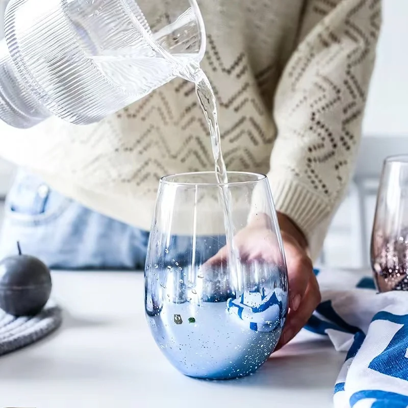 Crystal Glass Cups Heat-resistant Star Sky Cup Glassware Drinking Glasses for Water Juice Beer Wine Bar Tumblers