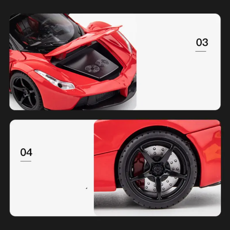 1:24 Laferrari Alloy Sports Car Model diecast Metal Toy Vehicles modello di auto simulazione Sound Light Collection regalo per bambini
