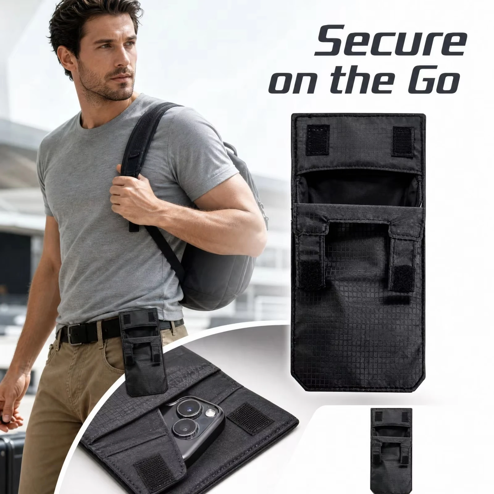 Foldable Waist Mini Money Pouch Portable Travel Waist‑Worn Wallet Waist Pouch for Passport Cash ID Cards Document Secure Storage