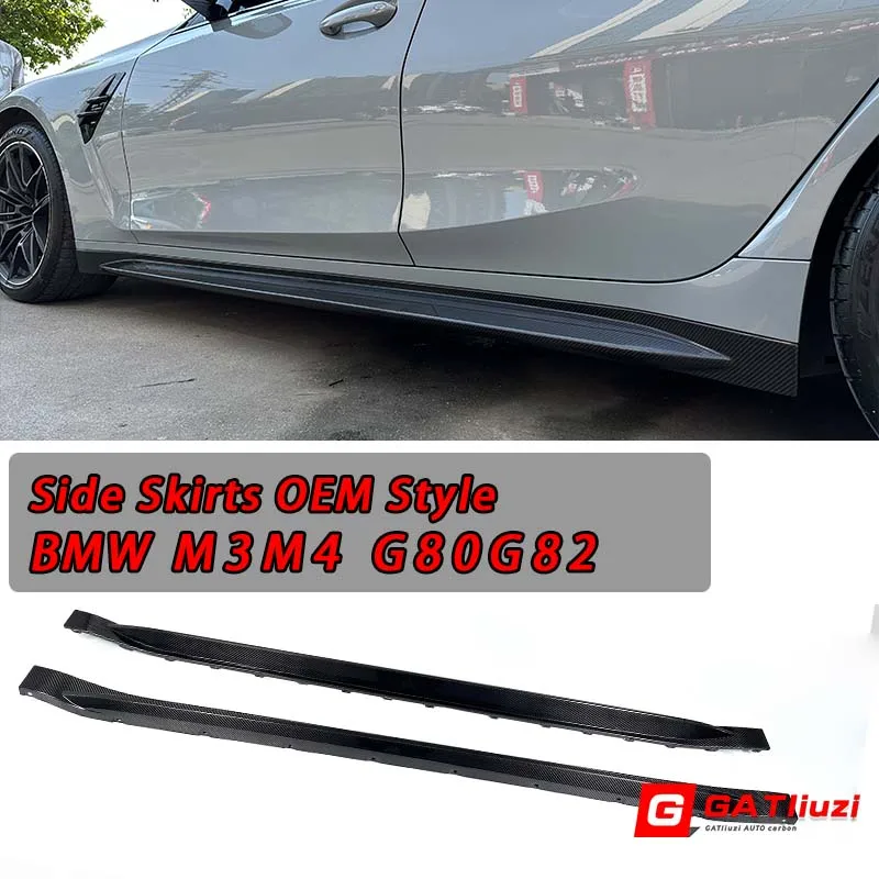 

2Pcs/Set Car Body Side Skirt Extension Splitters Kit Modified Bumper Fender Fit For BMW M3 G80 G82 Sedan 2021+ Dry Carbon Fiber