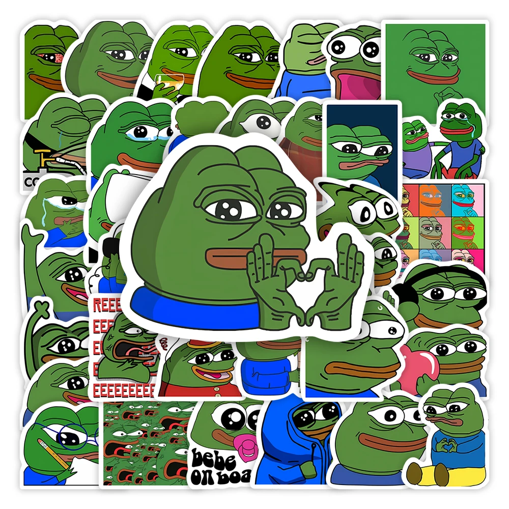 Pepe Frog Stickers Funny Cool DIY Gift Toys Waterproof Decal for Phone Laptop Scrapbook Skateboard Luggage Bottles Decorative