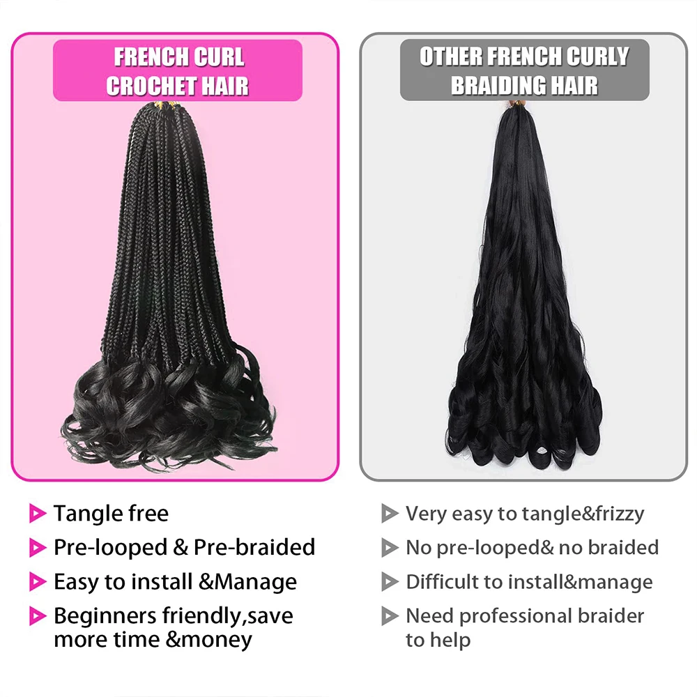 مجعد الكروشيه الشعر للنساء آلهة صندوق الضفائر الكروشيه الشعر قبل يحلق الفرنسية الضفيرة الكروشيه الضفائر جدائل شعر صناعية