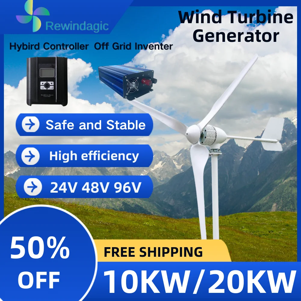 Wind Generator 10KW 20KW High Efficiency wind turbine generator 24V 48V 96V Windmill RV Yacht Farm Small Wind Generator Home Use