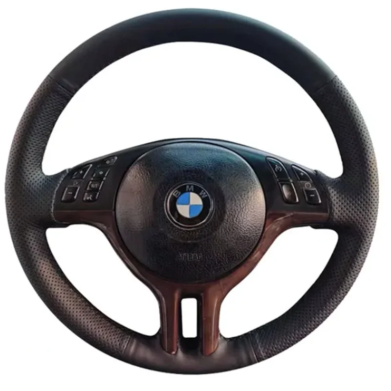 Car Steering Wheel Cover For BMW E39 E46 325i E53 X5  Microfiber Leather Auto Steering Wheel Wrap Black