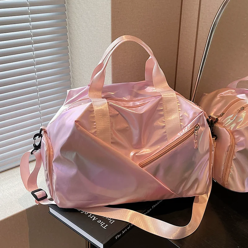 

Hologram Silver Sports Fitness Bag Women's Dry Wet Separation Swimming Bag Lightweight Handheld Gym Yoga Bag Large Travel Bags