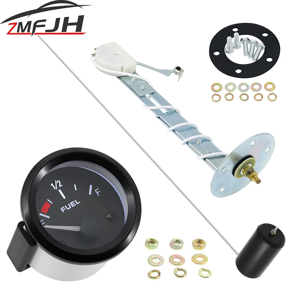 2 "52mm Kraftstoff Level Gauge Weiß LED Licht Kraftstoff Float Sensor 240-33 ohm Kraftstoff Level Meter Anzeige für 12V Benzin Auto Gauge