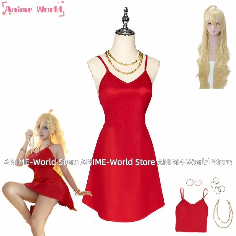 《Custom size》Anime Panty And Stocking With Garterbelt Panty Red Dress Cosplay Costume Wig